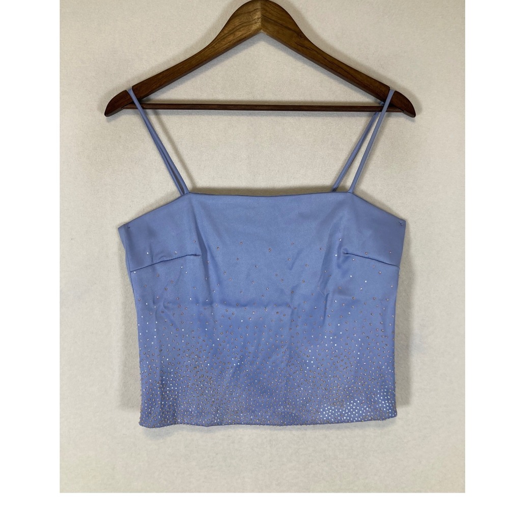 Y2K Fairycore Byer Too! Womens Size 11 Blue‎ Rhinestone Sparkle Camisole Top